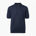 Jacquard Cotton Short Sleeve Polo - Navy | Front