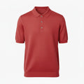 Jacquard Cotton Short Sleeve Polo - Red | Front
