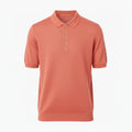 Jacquard Cotton Short Sleeve Polo - Salmon | Front