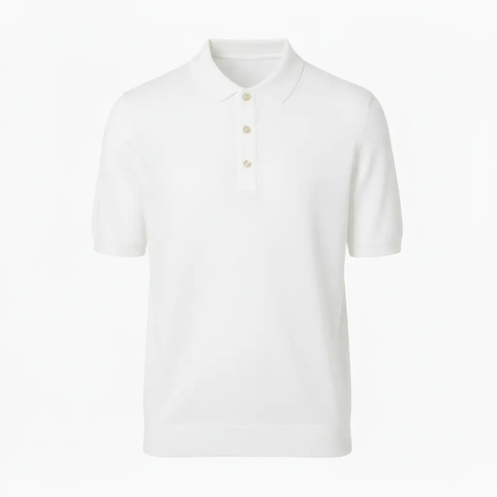 Jacquard Cotton Short Sleeve Polo - White | Front Hero