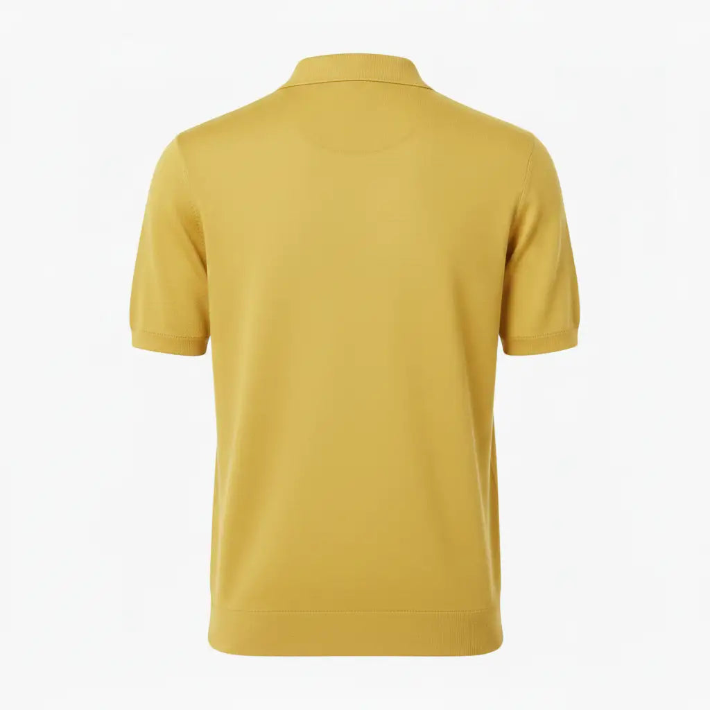 Jacquard Cotton Short Sleeve Polo - Yellow | Back