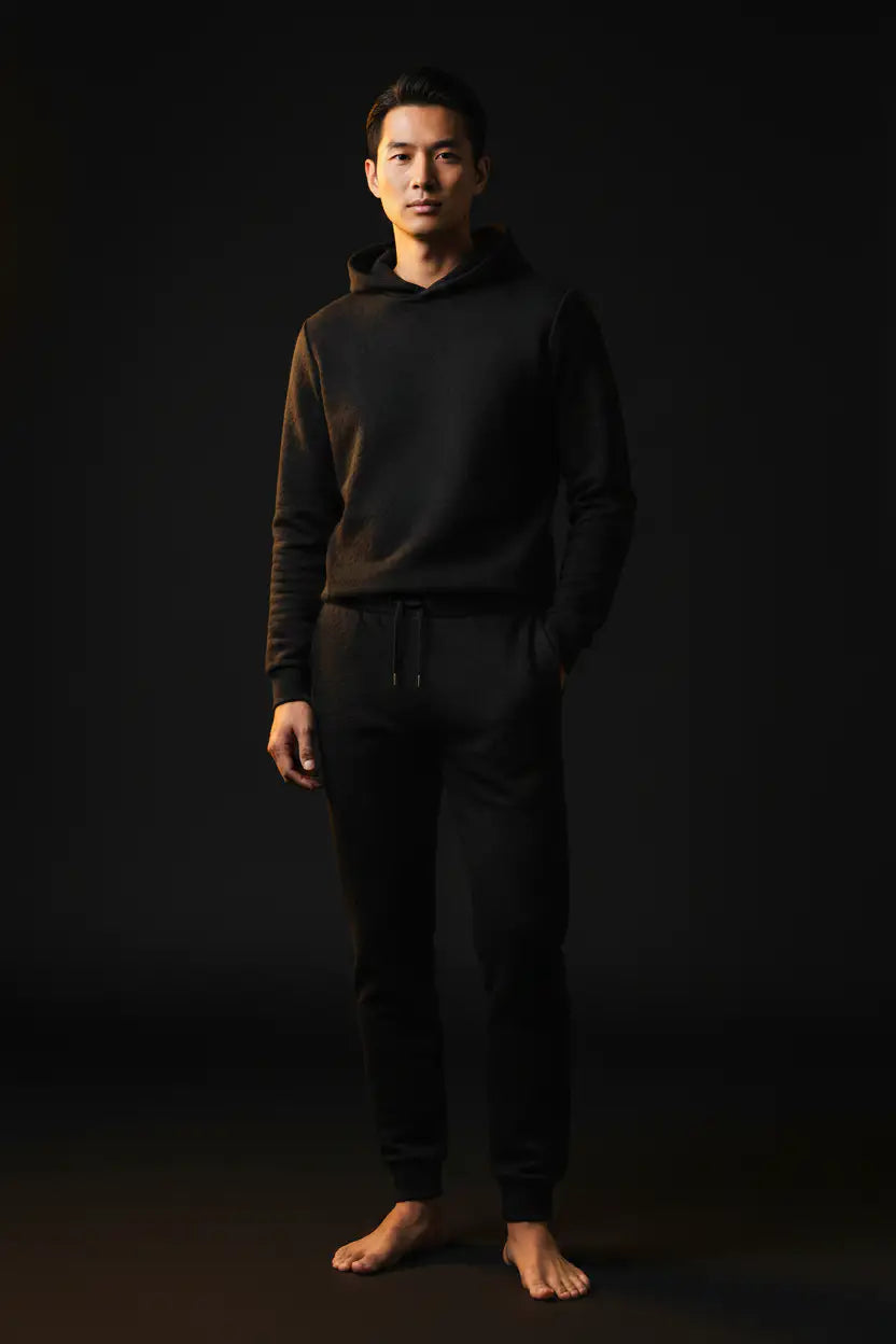 Jacquard Cotton Track Pants Black - Editorial