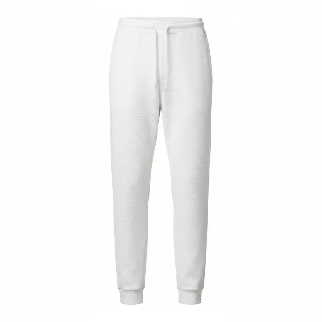 Jacquard Cotton Track Pants White - Front