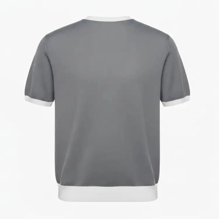 Jacquard V-Neck Tee Gray - Clean