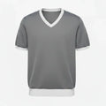 Jacquard V-Neck Tee Gray - Front View