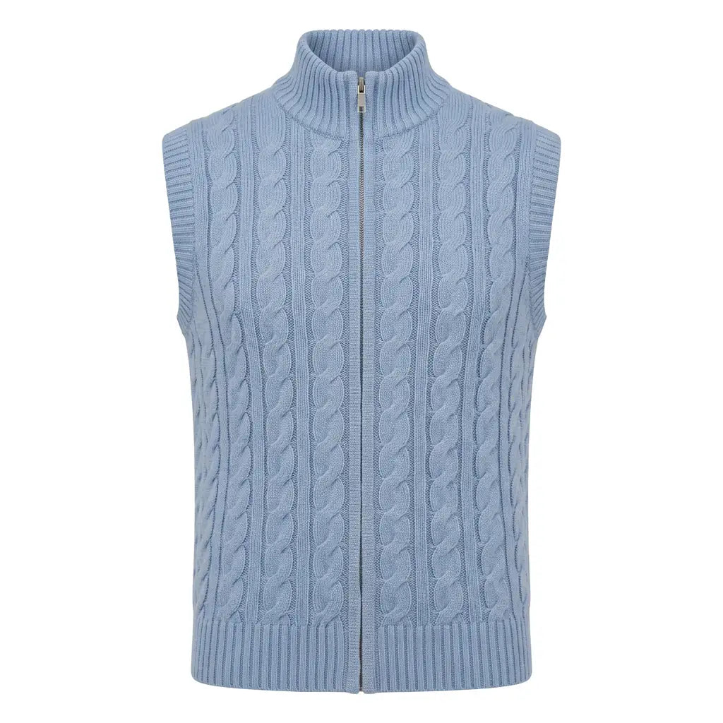 Light blue cable-knit gilet product image