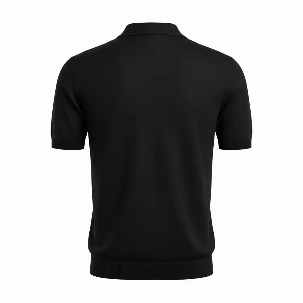 Men's V-Neck Polo Black — Back