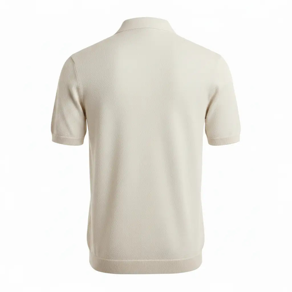 Men's V-Neck Polo Off White — Back