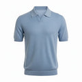 Men's V-Neck Polo Sky Blue — Front Clean