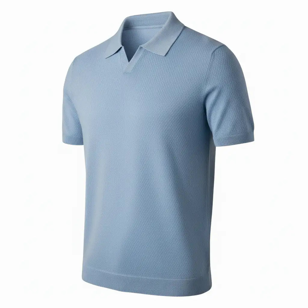 Men's V-Neck Polo Sky Blue — Side No Tag