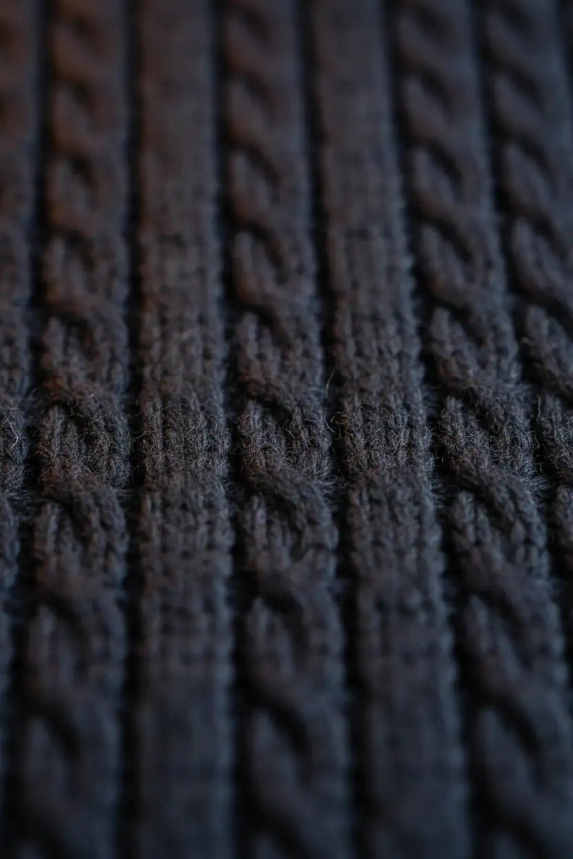 Navy Cable Knit Macro Detail