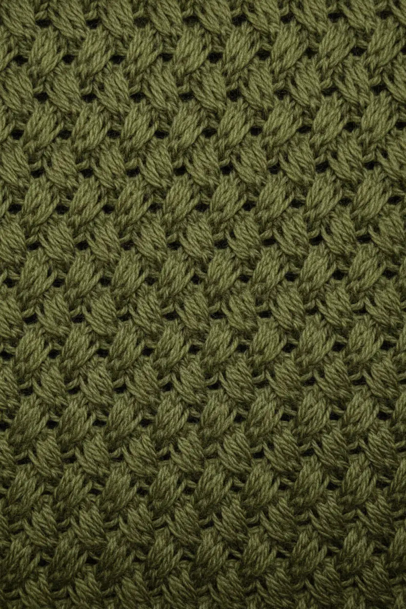 Olive Green Needle Transfer Knit Close-Up