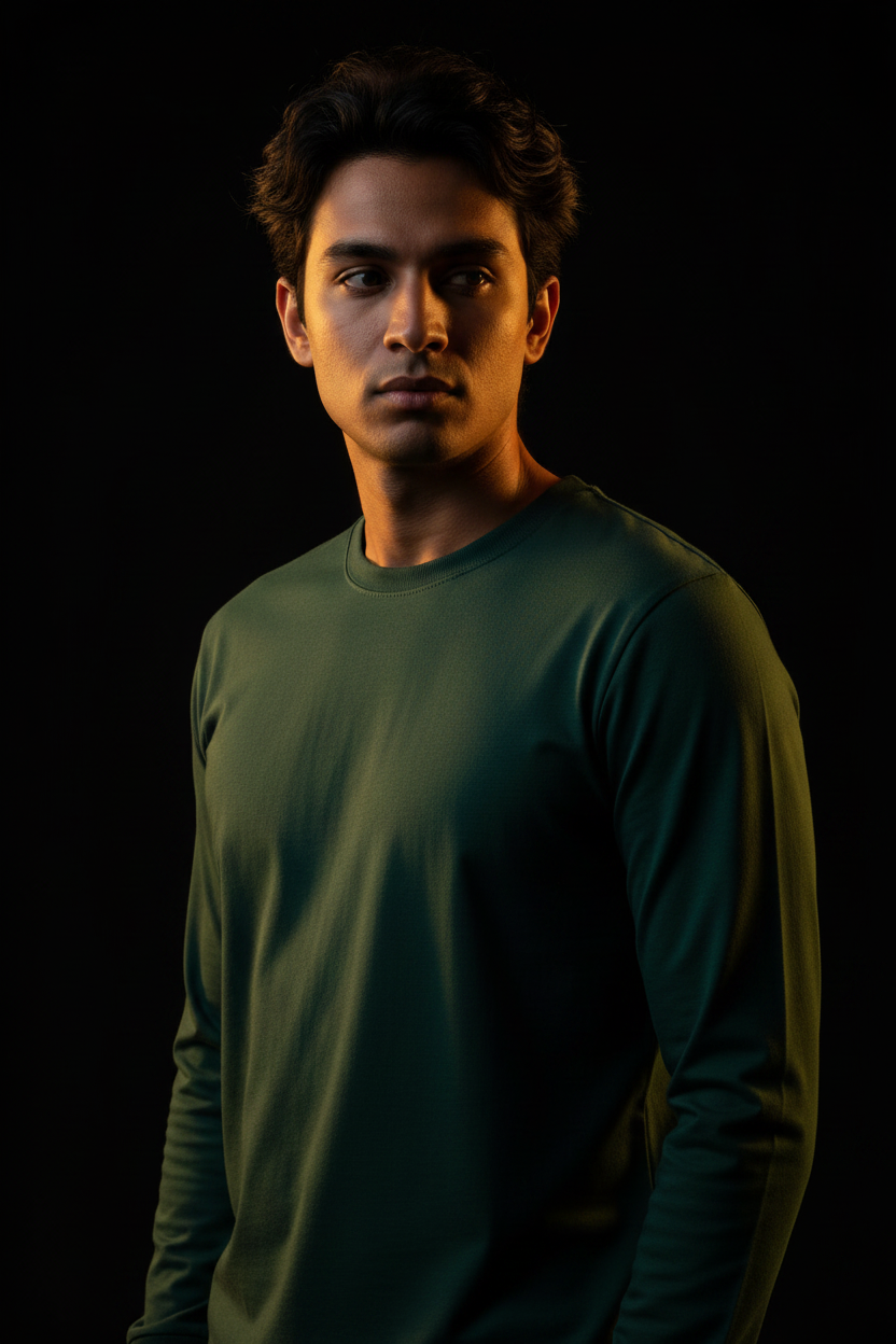Organic Cotton Long Sleeve Tee - Green Editorial