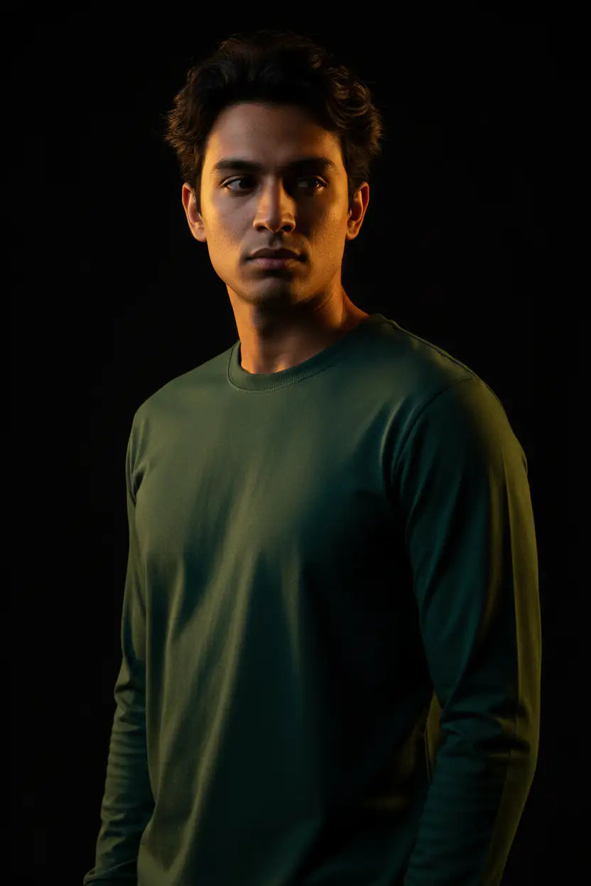 Organic Cotton Long Sleeve Tee - Green Editorial