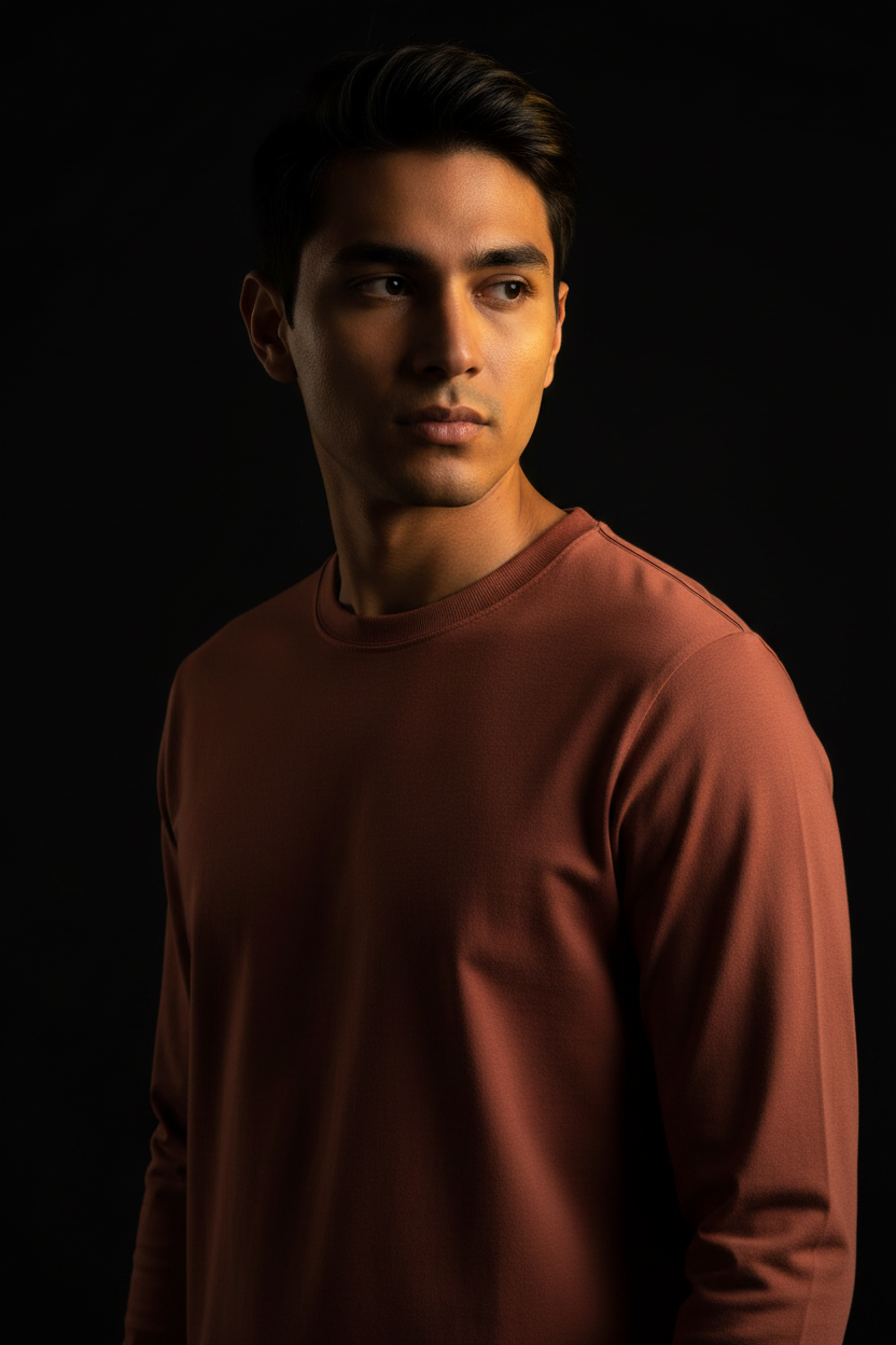 Organic Cotton Long Sleeve Tee - Red Editorial