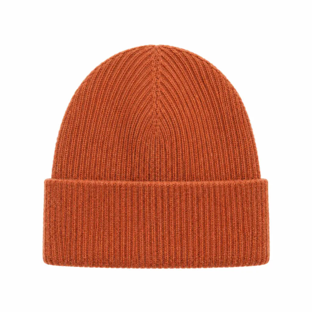 Persimmon cashmere and merino wool beanie hero image