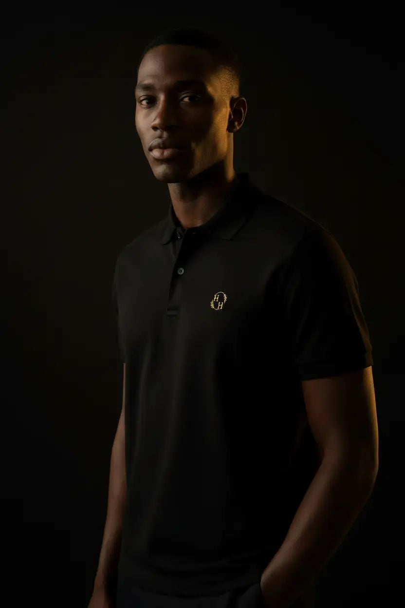 Pima Polo — Black Different Pose