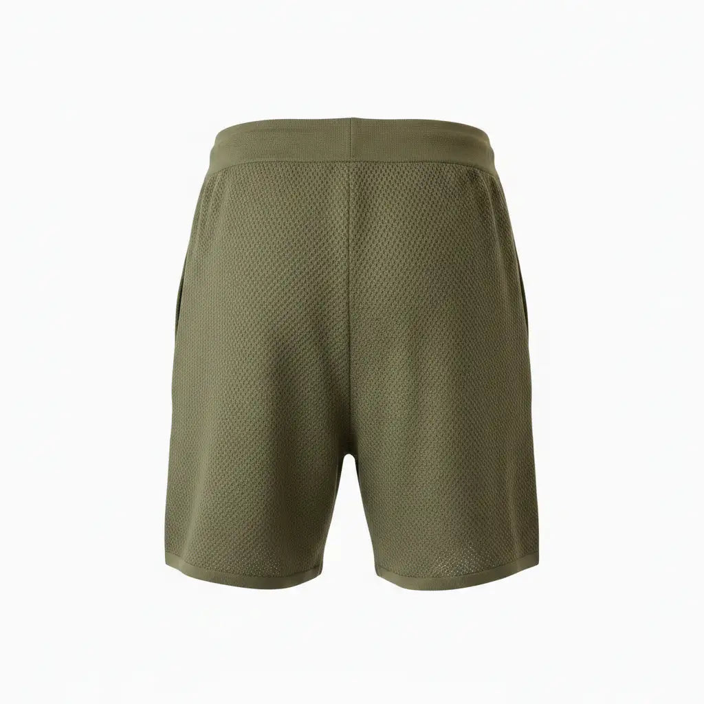Pure BCI Cotton Knit Shorts Olive — Back View