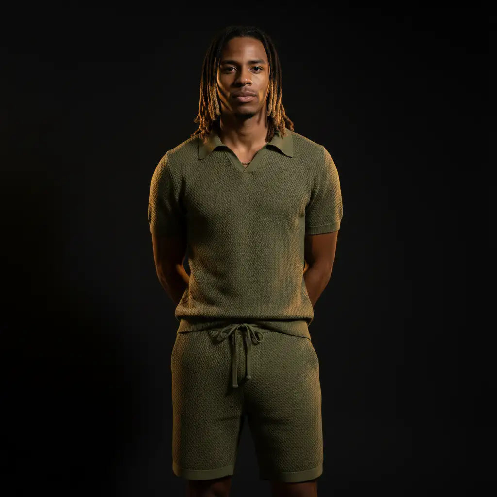 Pure BCI Cotton Knit Shorts Olive — Editorial