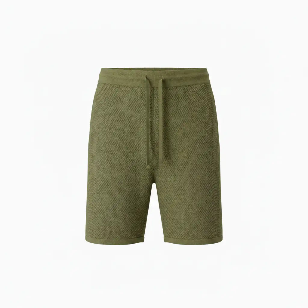 Pure BCI Cotton Knit Shorts Olive — Front Hero
