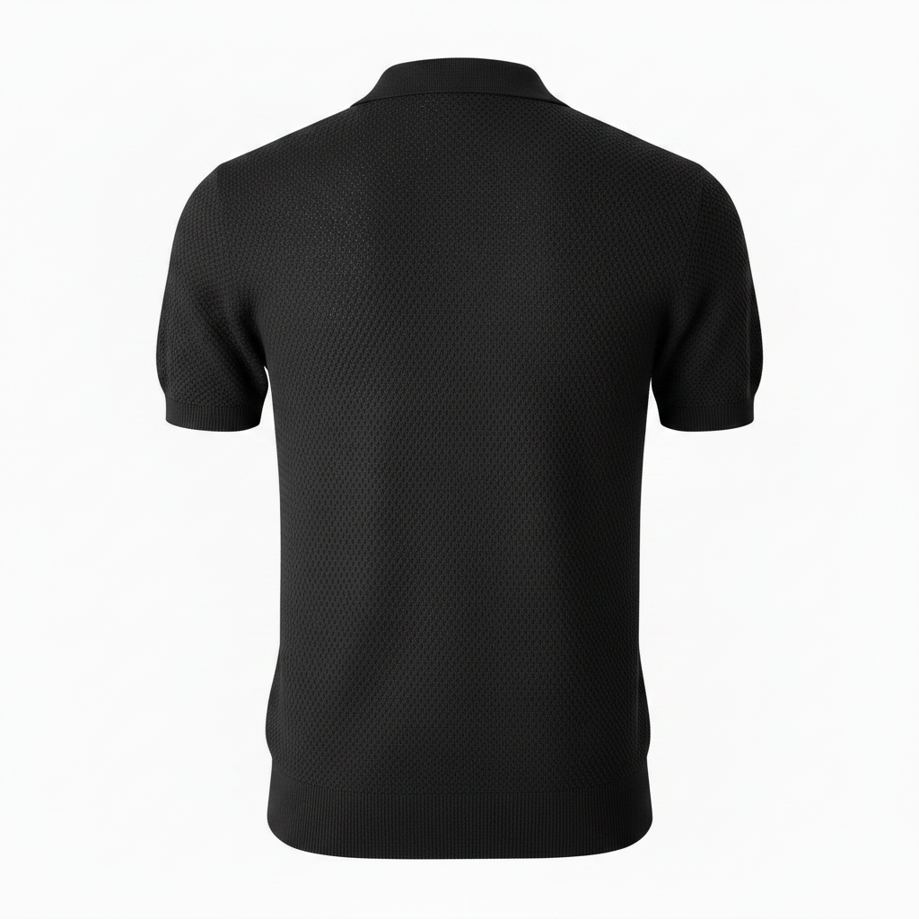 Pure BCI Cotton V Neck Polo Black — Back View