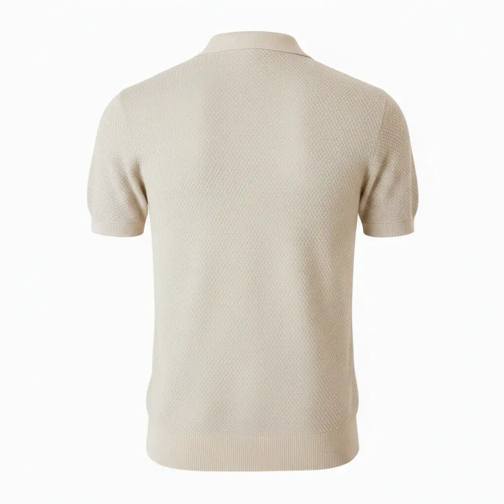 Pure BCI Cotton V Neck Polo Off White — Back View