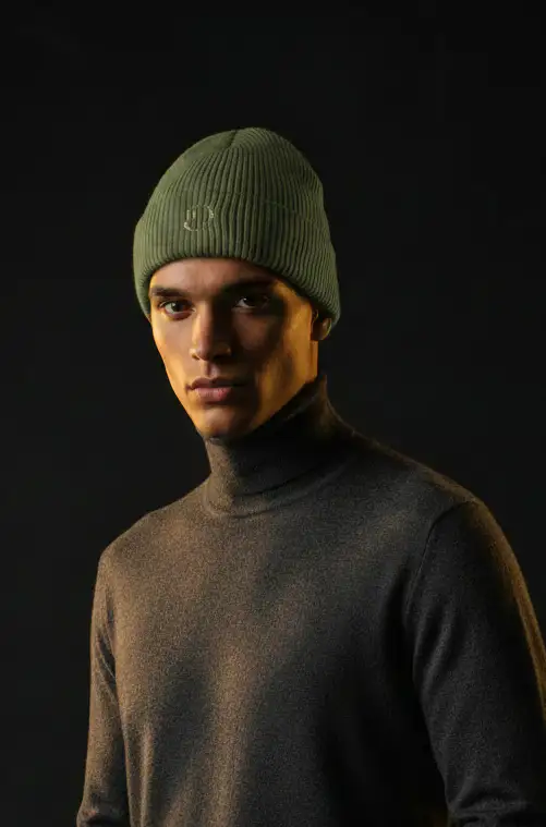 Pure Organic Cotton Beanie — Olive Dark Editorial