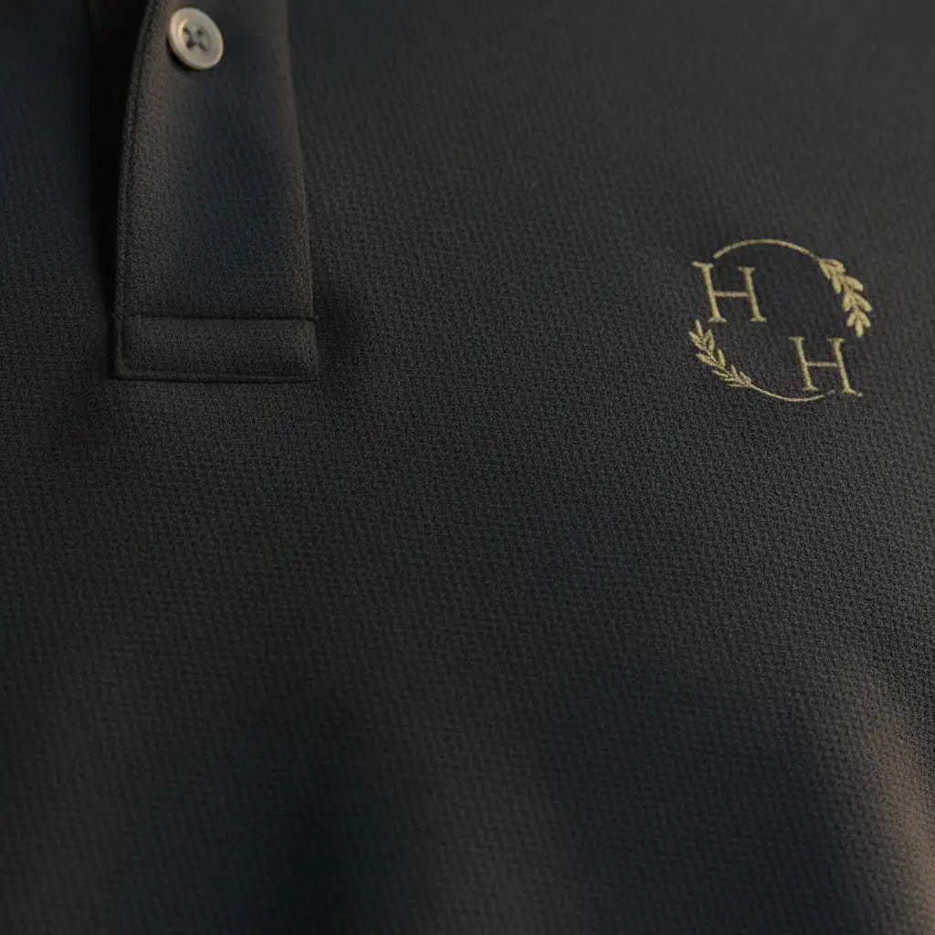 Pure Pima Polo — Black Fabric Detail