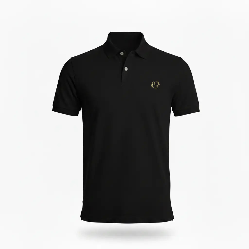 Pure Pima Polo — Jet Black with Correct HH Logo