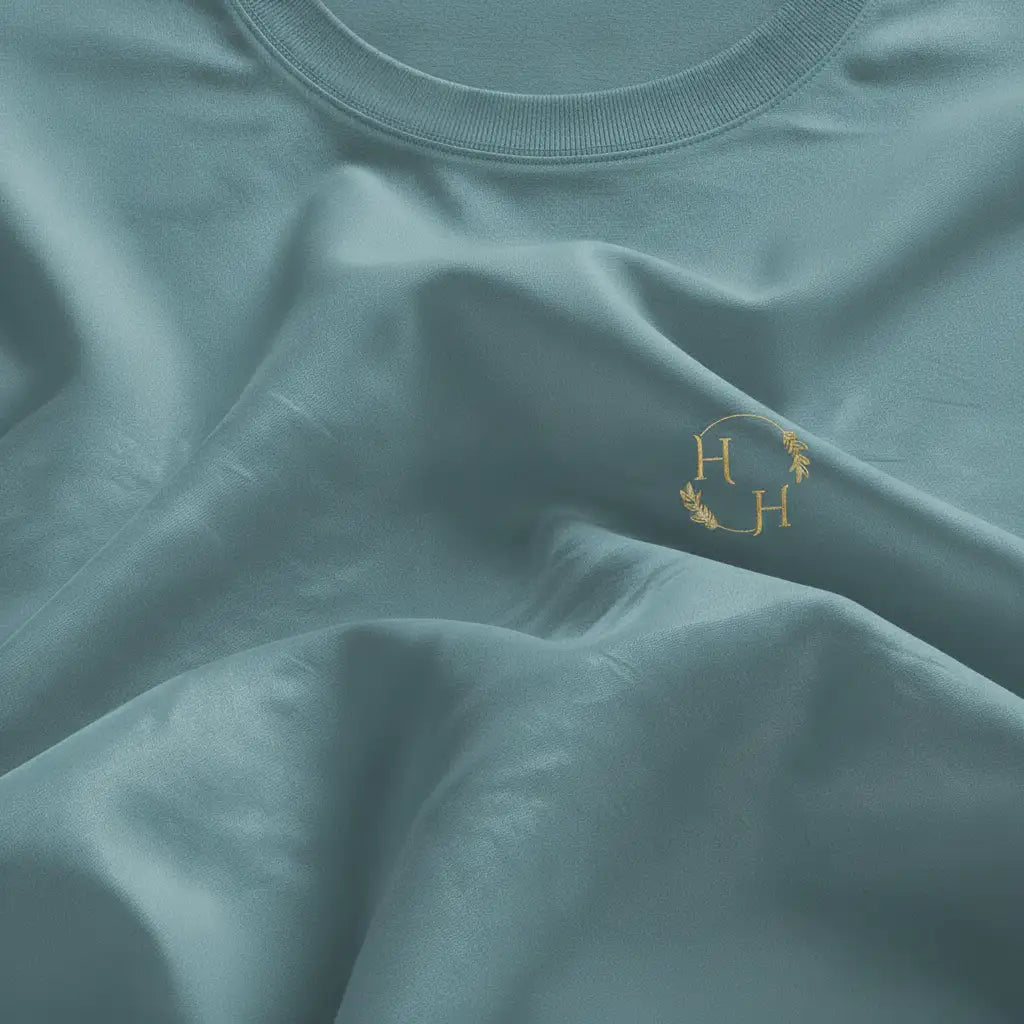 Supima Tee — Baltic Chest Close-Up Correct Color