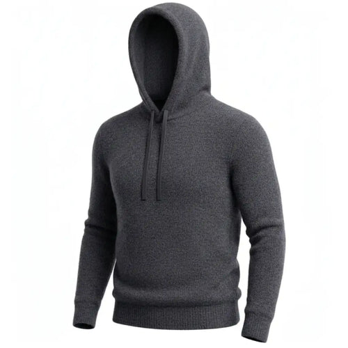 Worsted Gray Cashmere Hoodie three-quarter side view